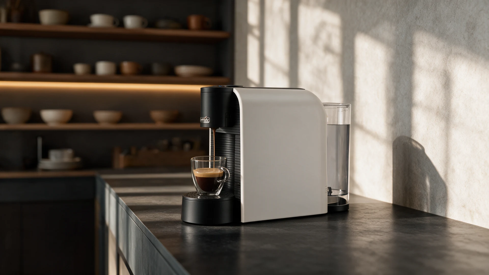 Caffitaly aparat i espresso u toplom jutarnjem svetlu