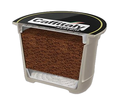 Presek originalne Caffitaly kapsule sa dva filtera